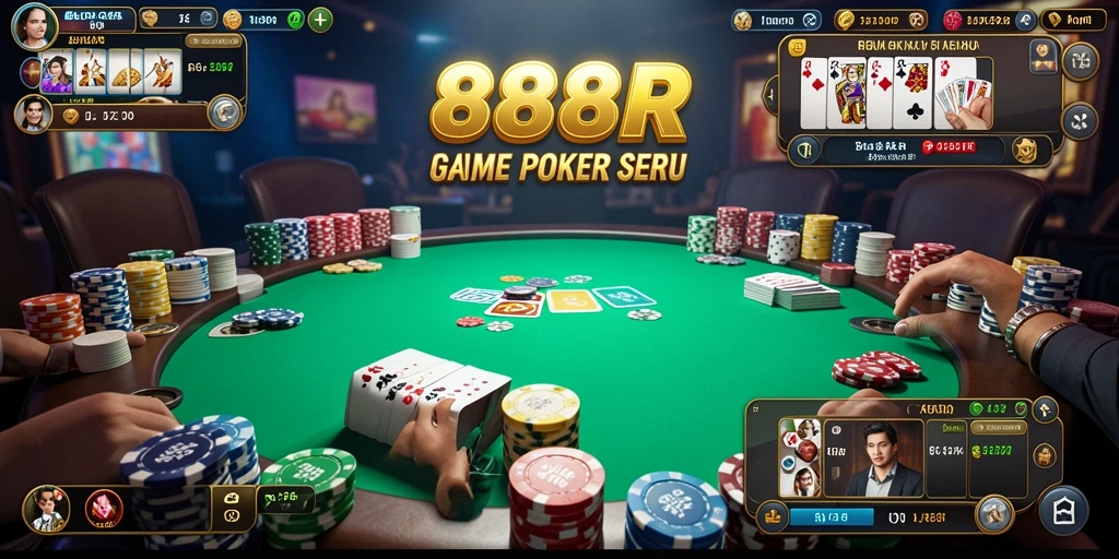 Tampilan gameplay Poker yang seru dan mendebarkan di 888R.