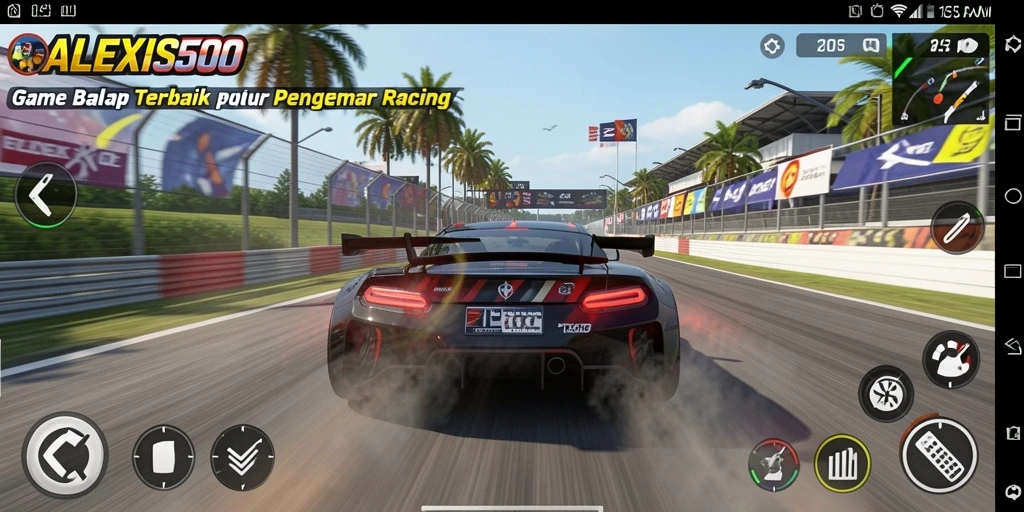 Tampilan gameplay balapan seru dalam ALEXIS500.