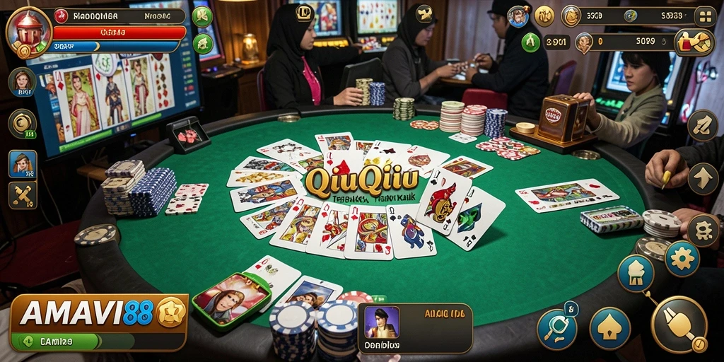 Screenshot gameplay QiuQiu AMAVI88 yang menarik.