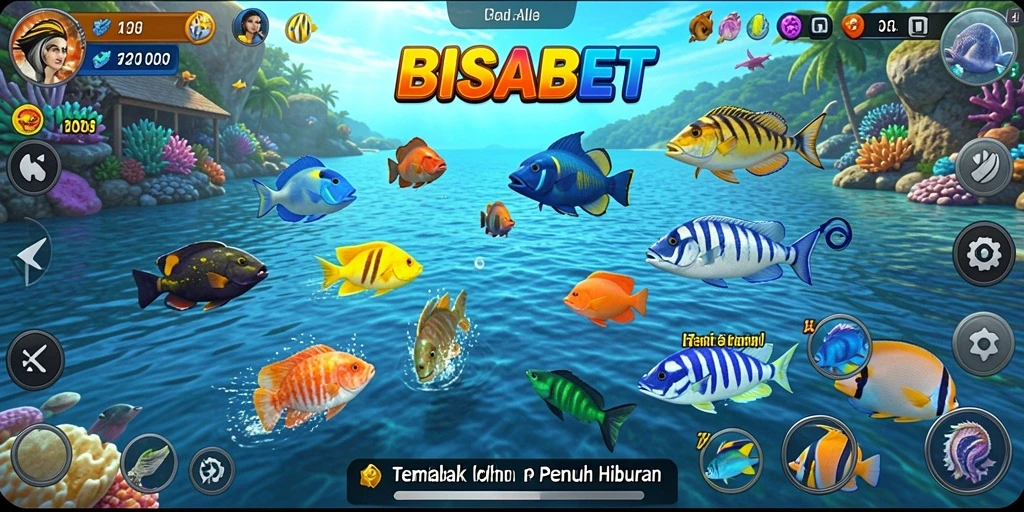 Screenshot gameplay BISABET yang menunjukkan keseruan menembak ikan.