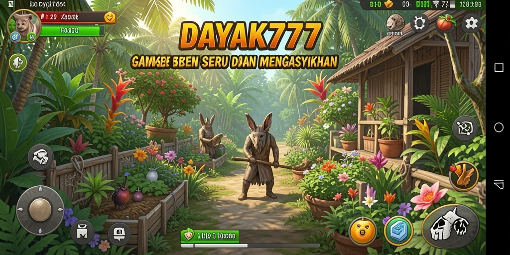 Screenshot gameplay DAYAK777 menampilkan aktivitas berkebun yang mengasyikkan.