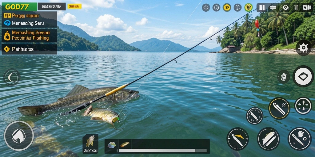 Screenshot gameplay GOD77 menampilkan aksi memancing yang seru dan menyenangkan.