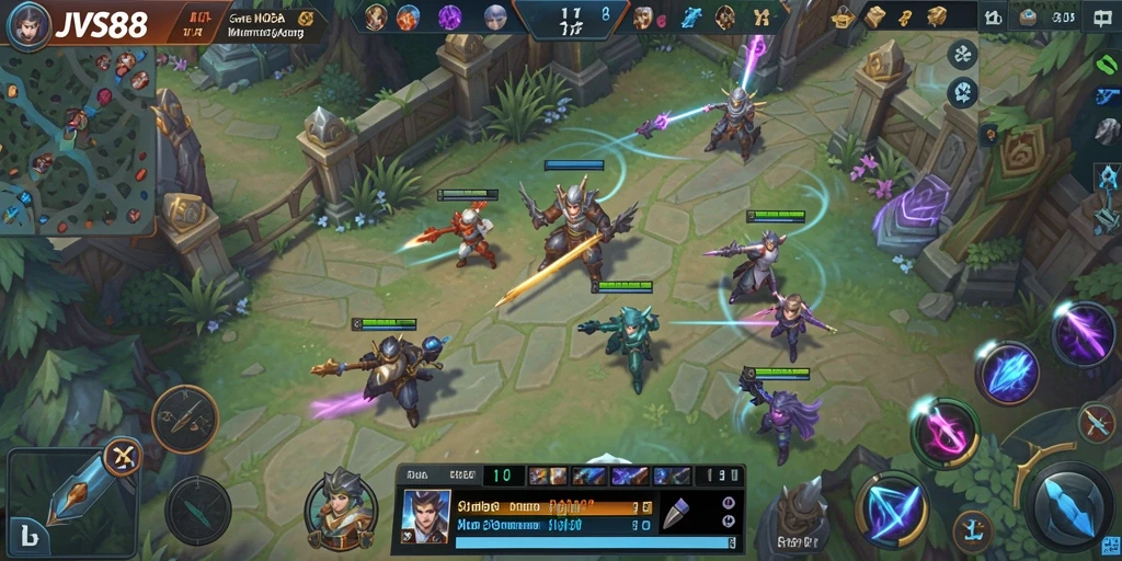 Tampilan seru dari game MOBA JVS88 dengan aksi pertempuran dinamis.