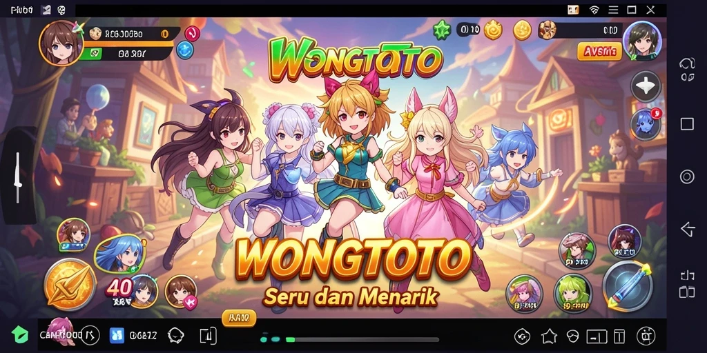 Screenshot gameplay WONGTOTO menampilkan karakter anime yang dinamis.